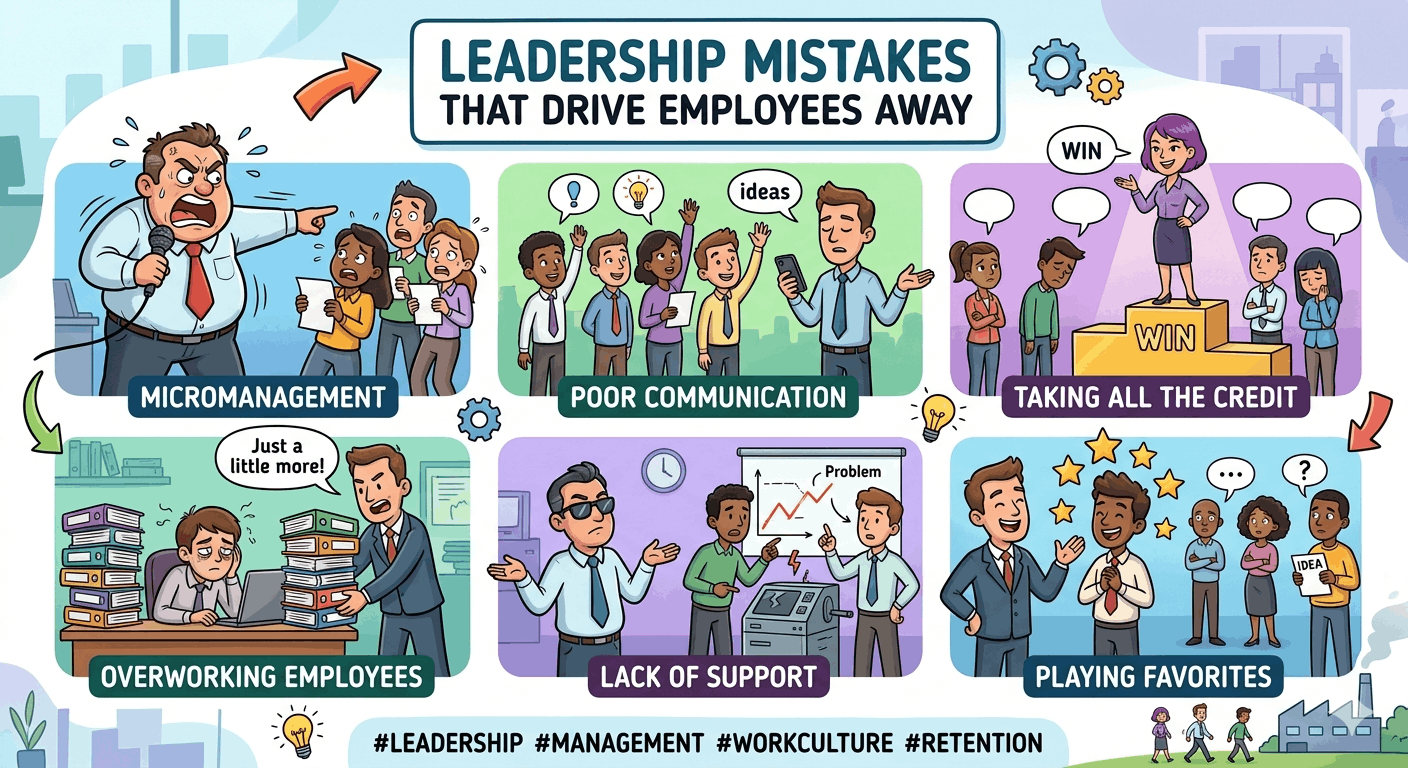Leadership Mistakes That Drive Employees Away cover image - HR Vinda blog