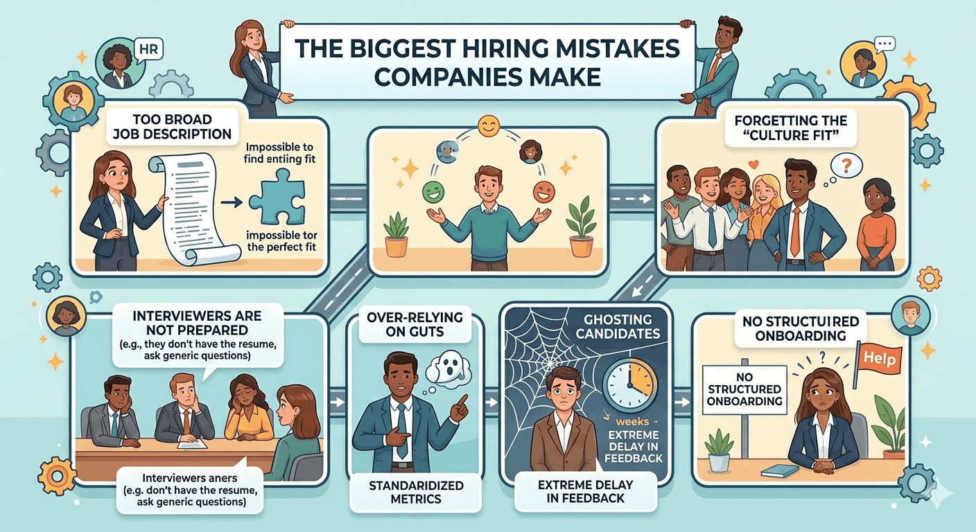 The Biggest Hiring Mistakes Companies Make cover image - HR Vinda blog